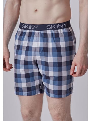 Skiny Pyjama-Shorts in Blau/ Weiß