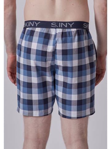 Skiny Pyjama-Shorts in Blau/ Weiß