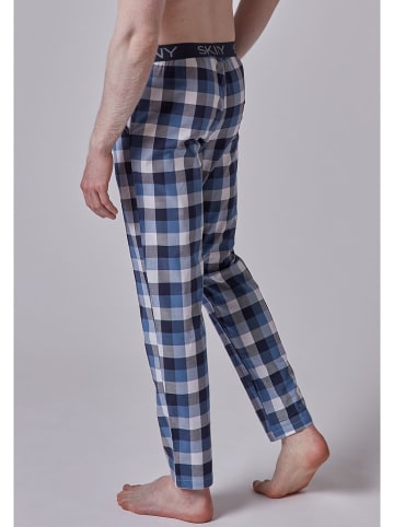 Skiny Pyjama-Hose in Blau/ Weiß