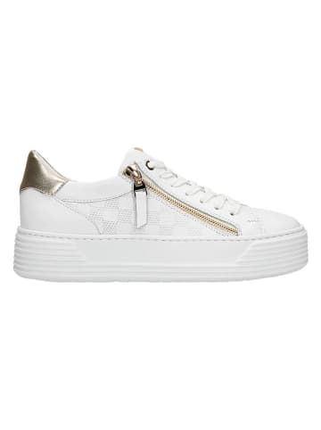 Wojas Skórzane sneakersy w kolorze złoto-białym