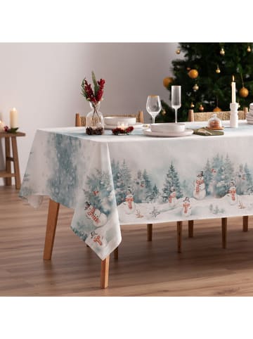 Tafellaken "Christmas Kristoff" wit/blauw
