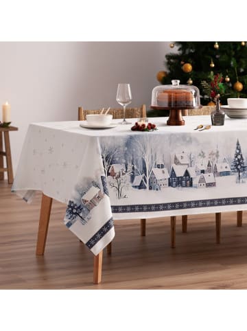 Tafellaken "Christmas Owen" wit/blauw