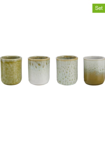 heine home Kubki (4 szt.) w kolorze kremowo-oliwkowym do cappuccino - wys. 8,5 x Ø 7,5 cm
