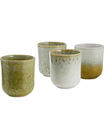 heine home Kubki (4 szt.) w kolorze kremowo-oliwkowym do cappuccino - wys. 8,5 x Ø 7,5 cm