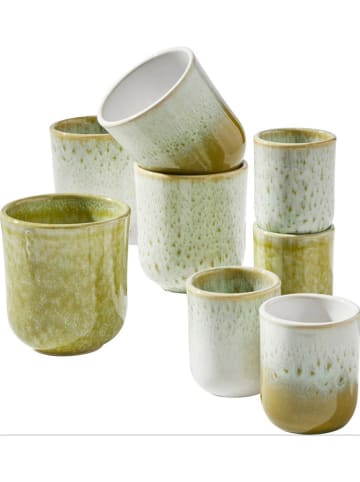 heine home Kubki (4 szt.) w kolorze kremowo-oliwkowym do cappuccino - wys. 8,5 x Ø 7,5 cm
