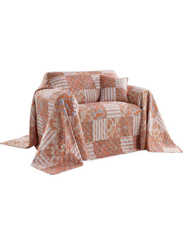 heine home Sofa-/ Sesselüberwurf in Orange/ Hellbraun