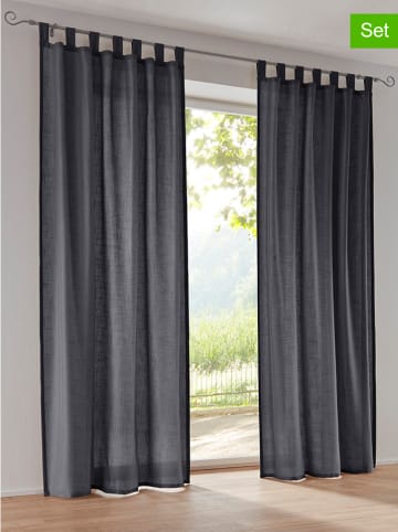 heine home 2-delige set: decogordijnen zwart