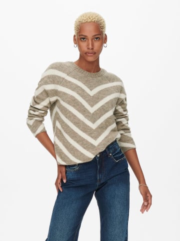 ONLY Sweter w kolorze szarobrązowo-kremowym