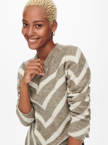ONLY Pullover in Taupe/ Creme
