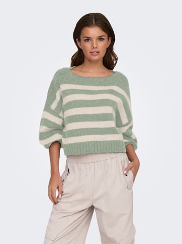 ONLY Sweter w kolorze jasnozielono-kremowym