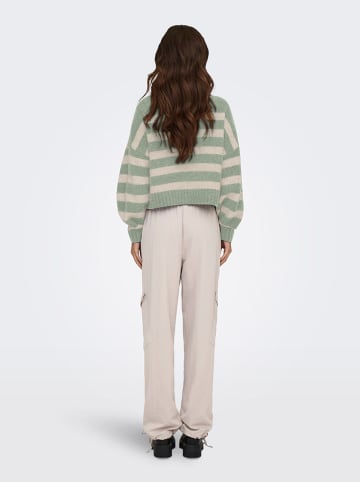 ONLY Sweter w kolorze jasnozielono-kremowym