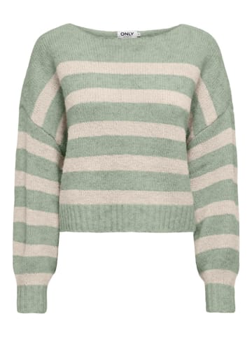 ONLY Sweter w kolorze jasnozielono-kremowym