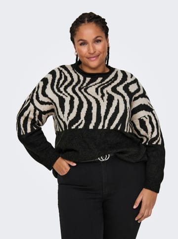 ONLY Carmakoma Sweter w kolorze czarno-kremowym