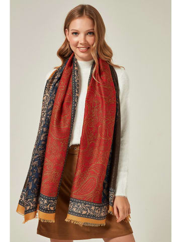 Lucky Bees Schal in Rostrot/ Dunkelblau - (L)180 x (B)90 cm