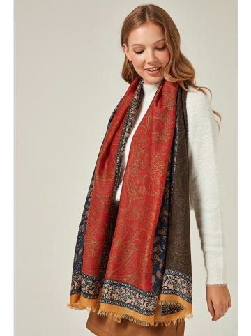 Lucky Bees Szal w kolorze ceglano-granatowym - 180 x 90 cm