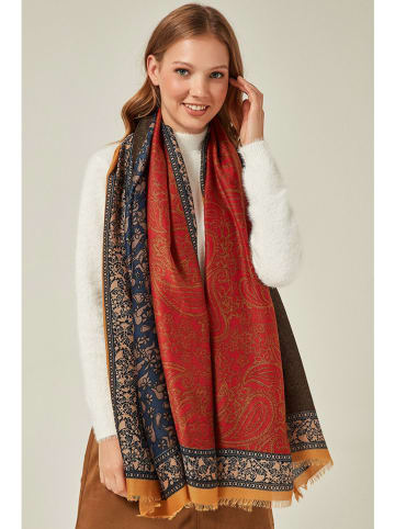 Lucky Bees Szal w kolorze ceglano-granatowym - 180 x 90 cm