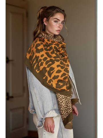 Lucky Bees Schal in Orange/ Braun - (L)180 x (B)90 cm
