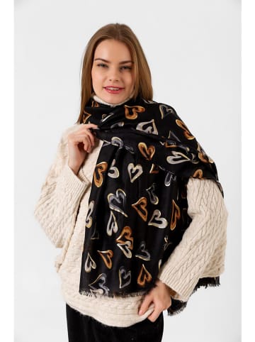 Lucky Bees Schal in Schwarz/ Orange - (L)180 x (B)80 cm