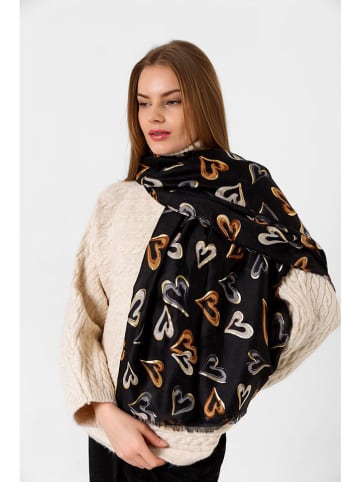 Lucky Bees Schal in Schwarz/ Orange - (L)180 x (B)80 cm