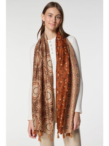 Lucky Bees Schal in Orange/ Braun - (L)180 x (B)80 cm