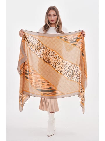 Lucky Bees Schal in Orange/ Braun - (L)180 x (B)85 cm