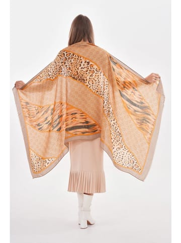 Lucky Bees Schal in Orange/ Braun - (L)180 x (B)85 cm