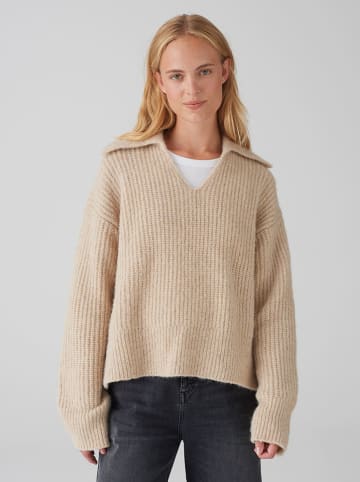 OPUS Sweter w kolorze beżowym