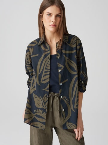 OPUS Blouse donkerblauw/kaki