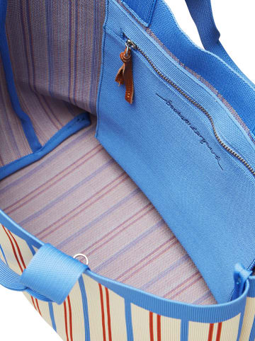 Becksöndergaard Schoudertas "Lillian" beige/lichtblauw - (B)35 x (H)35 x (D)15 cm