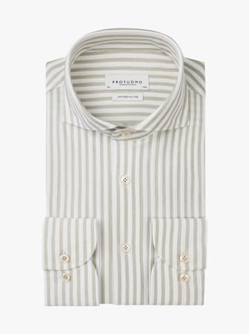 PROFUOMO Hemd in Khaki/ Weiß