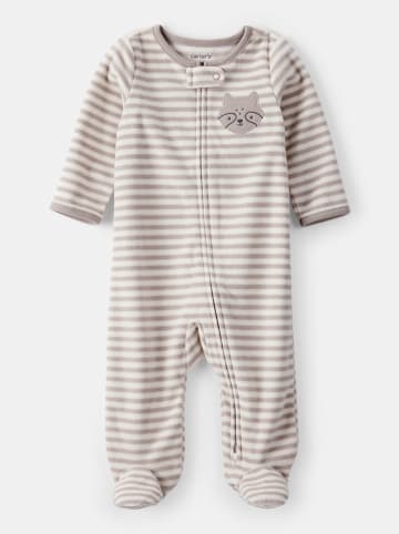 carter's Fleece-Strampler in Grau/ Creme