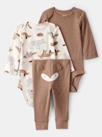 carter's 3tlg. Outfit in Hellbraun/ Creme
