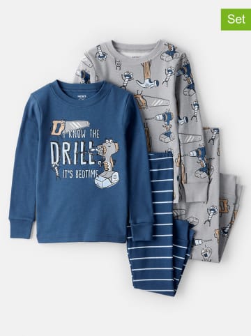 carter's 2er-Set: Pyjamas in Grau/ Blau