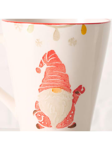 Boltze Jumbotasse ''Noelo'' in Weiß/ Rot - 440 ml