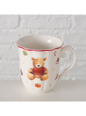 Boltze Kubek "Bailey" w kolorze biało-jasnobrązowo-czerwonym - 350 ml