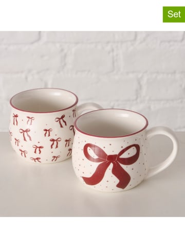 Boltze Kubki (2 szt.) "Boucle" w kolorze biało-czerwonym - 180 ml
