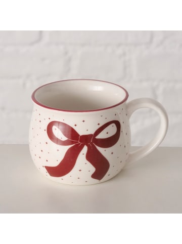 Boltze 2-delige set: koppen "Boucle" wit/rood - 180 ml
