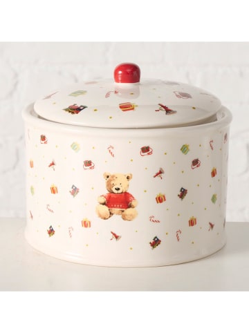 Boltze Vorratsdose "Bailey" in Weiß/ Hellbraun/ Rot - (H)15 x Ø 18 cm