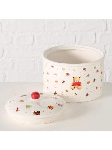 Boltze Voorraadpot "Bailey" wit/lichtbruin/rood - (H)15 x Ø 18 cm