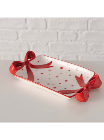 Boltze Servierplatte "Marilla" in Weiß/ Rot - (L)21 x (B)11 cm