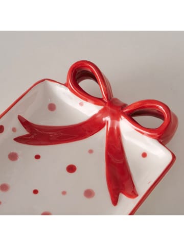 Boltze Servierplatte "Marilla" in Weiß/ Rot - (L)21 x (B)11 cm