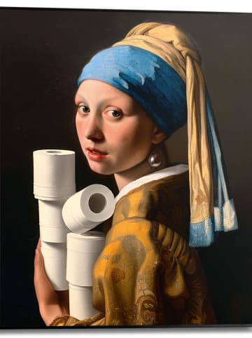 Orangewallz Gerahmter Kunstdruck "Toilet Pearl Girl"
