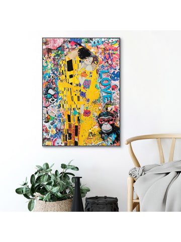 Orangewallz Gerahmter Kunstdruck "Graffiti Kiss"