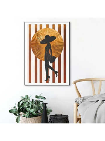 Orangewallz Gerahmter Kunstdruck "Golden Circle - black silhouette"