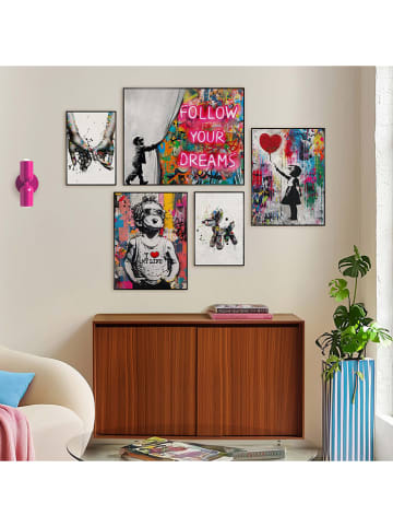 Orangewallz 5er-Set: Gerahmte Kunstdrucke "Streetart Loving Dreams"