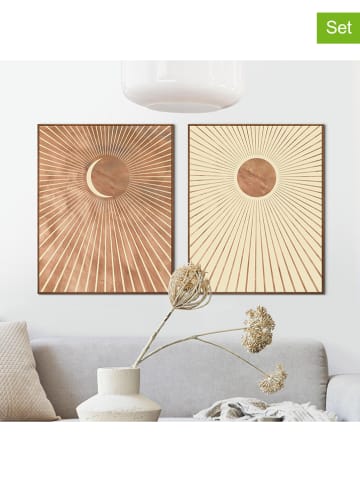 Orangewallz 2er-Set: Gerahmte Kunstdrucke "Sun & Moon"