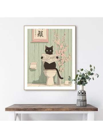 Orangewallz Gerahmter Kunstdruck "Japandi Cat Break"