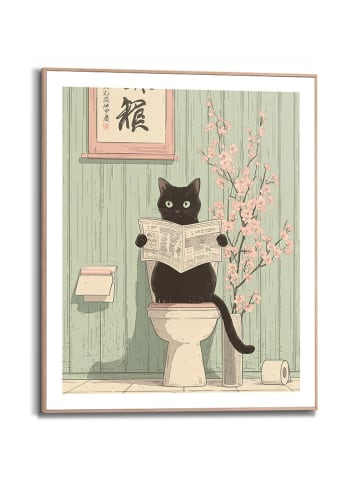 Orangewallz Druk artystyczny "Japandi Cat Break" w ramce