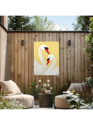 Orangewallz Outdoor-Kunstdruck "Swans on Yellow"