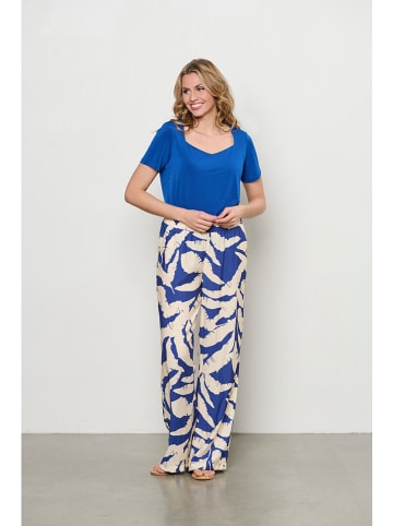 &Co Woman Marlenehose in Blau/ Weiß